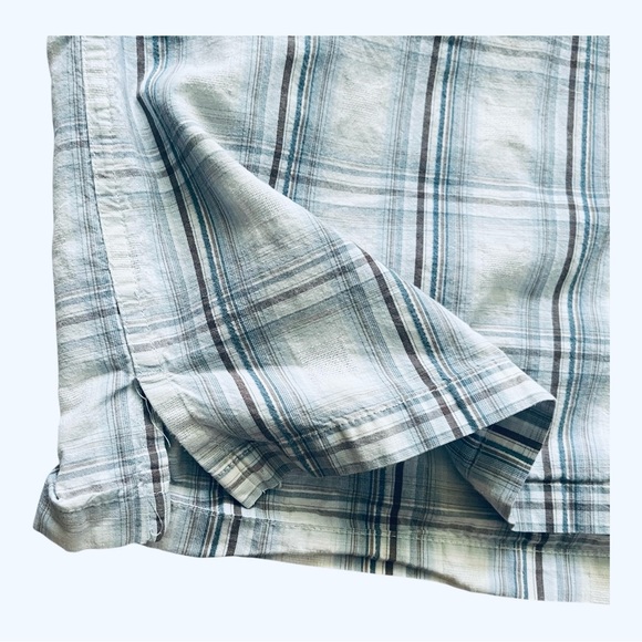 Van Heusen shirt blue white plaid XL (17-17.5) short sleeve button down collar - Picture 7 of 16